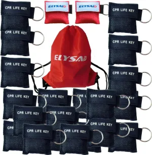 100 pcs/pack CPR Barrier Face Shield Mask with Keychain for CPR AED Training Black