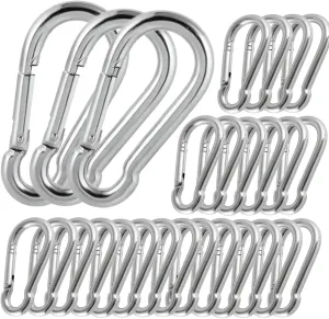 100Pack Heavy Duty Carabiner Clips, M8 5/16" Spring Snap Hooks 3Inch Zinc-Galvanized Steel Chain Clips Quick Links Safety Connector for Hammock Swing Fitness Gym Outdoor Supplies Boating