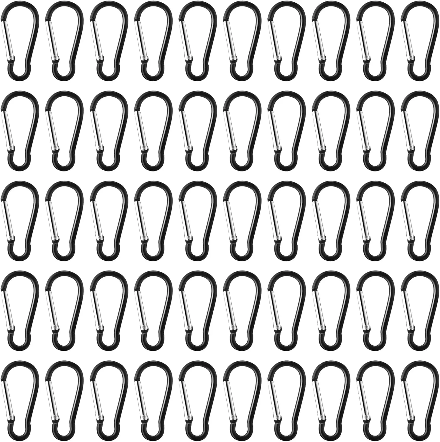 100pcs Aluminum Carabiner Spring Clip Hook Keychain Buckle Pack Bulk for Camping Hiking Rv Fishing Traveling Backpack Bottle, Black
