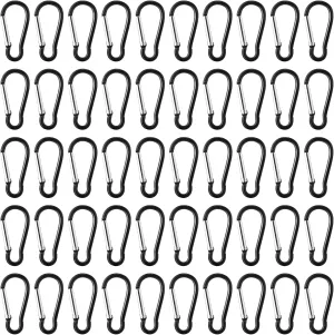 100pcs Aluminum Carabiner Spring Clip Hook Keychain Buckle Pack Bulk for Camping Hiking Rv Fishing Traveling Backpack Bottle, Black