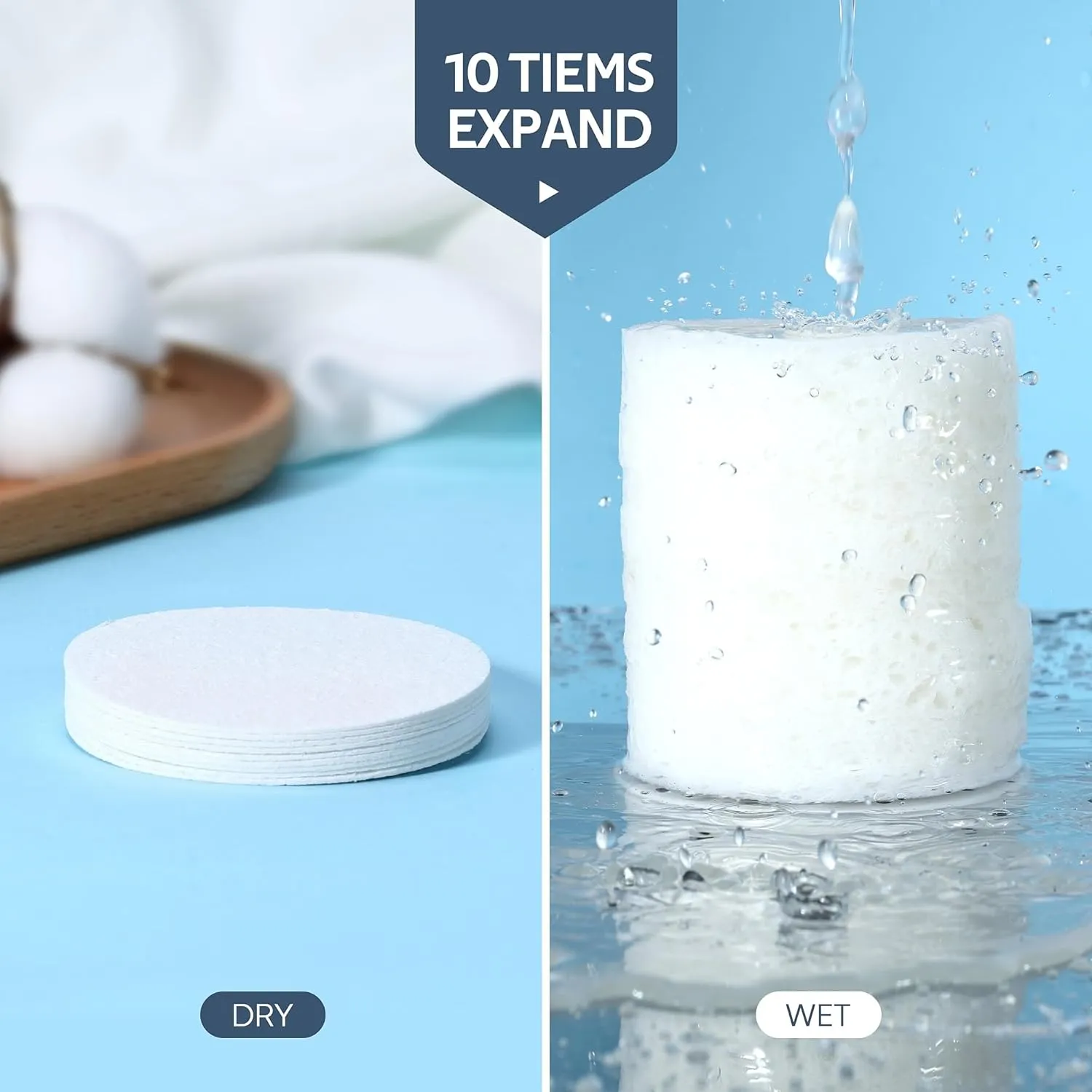 100PCS Compressed Facial Sponges, Cleansing, for Personal Spa Esthetician Use, White