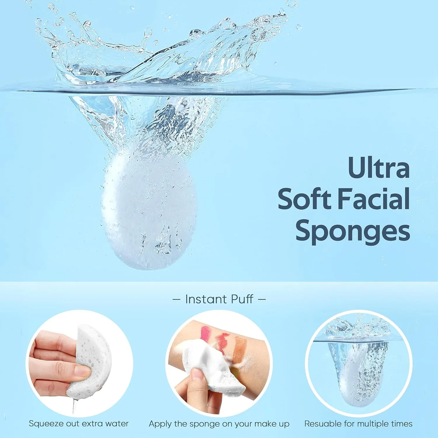 100PCS Compressed Facial Sponges, Cleansing, for Personal Spa Esthetician Use, White