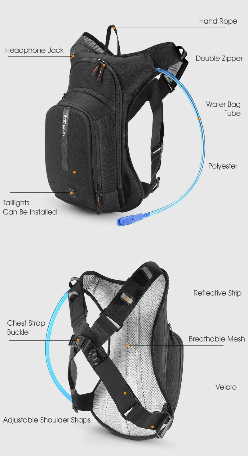 10L Ultralight Cycling Backpack – Ergonomic MTB & Road Bike Hydration Pack with Water Bladder for Hiking, Camping & Climbing