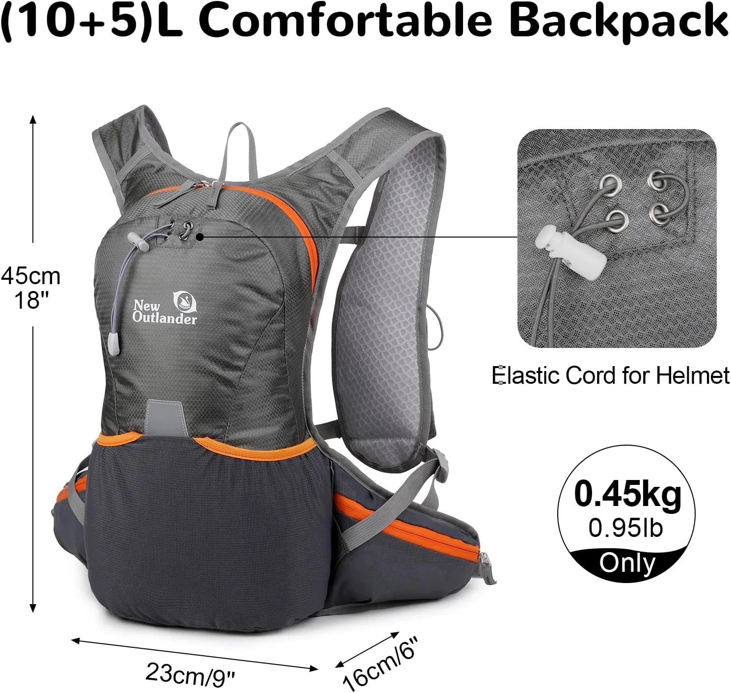 12L Small Hiking Daypack Men Women with Phone Pocket, Meshed Running Backpack with Adjustable Chest Strap, Waterproof Travel Backpack for Cycling Camping Sports, Grey