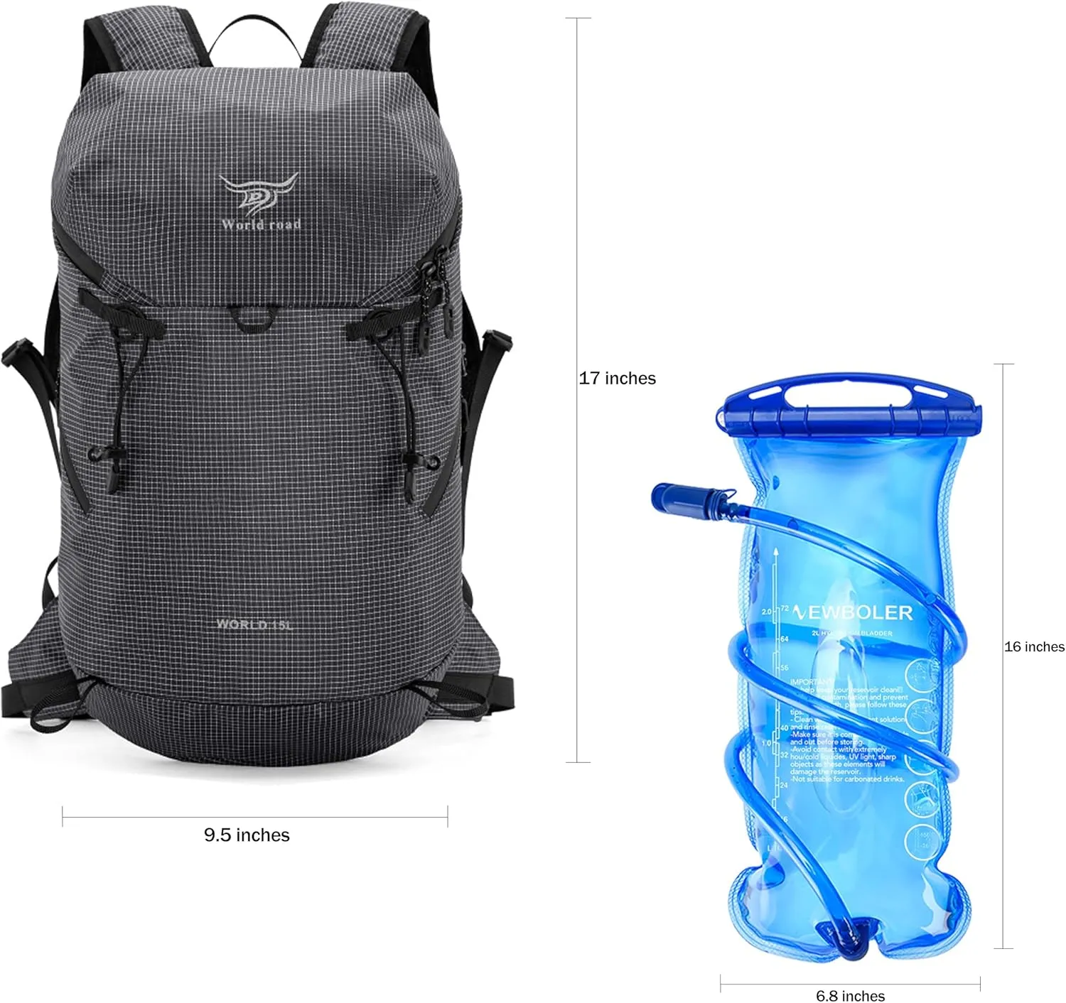 15L Hydration Pack with 2L Water Bladder for Women, Lightweight & Comfortable Running Vest for Running, Hiking, Cycling, Climbing, Camping, Biking,Rave, Adjustable Fit