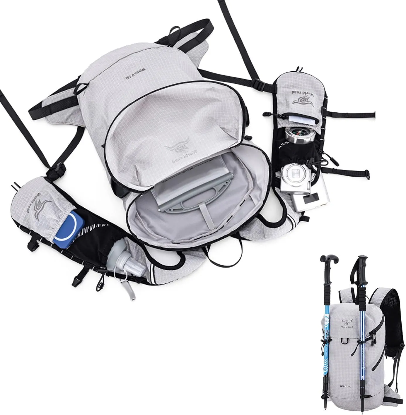 15L Hydration Pack with 2L Water Bladder for Women, Lightweight & Comfortable Running Vest for Running, Hiking, Cycling, Climbing, Camping, Biking,Rave, Adjustable Fit