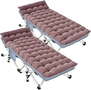 2 Pack XXL Oversize Camping Cot with Comfortable Mattress Camping Cots for Adults Extra Wide Cot Bed Folding Cot Heavy Duty with Carry Bag Easy to Install Outdoor Indoor
