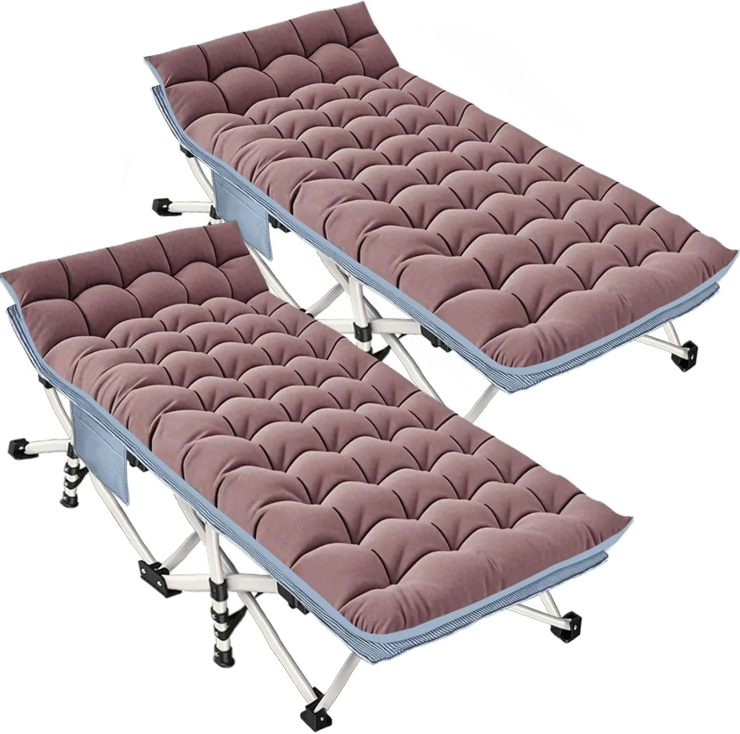 2 Pack XXL Oversize Camping Cot with Comfortable Mattress Camping Cots for Adults Extra Wide Cot Bed Folding Cot Heavy Duty with Carry Bag Easy to Install Outdoor Indoor