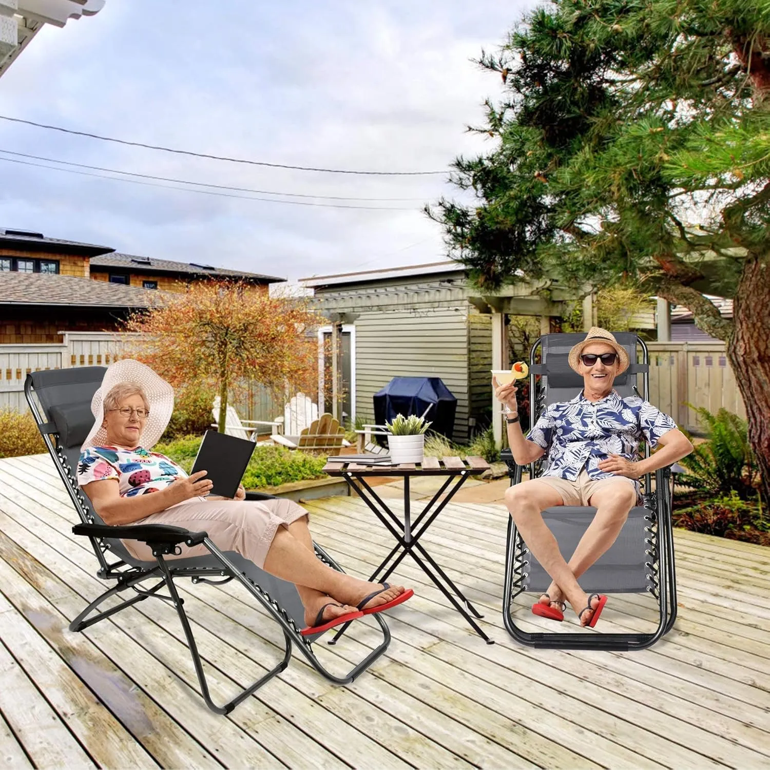 2-Pack Zero Gravity Lounge Chair with Removable Pillow for Outside,Patio Chaise Lounges Folding Zero Gravity Chairs for Outdoor Beach Pool or Indoor Office Bedroom, Grey