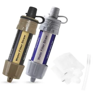 2 PCS Outdoor Water Filter Straw Water Filtration System Water Purifier for Emergency Preparedness Camping Traveling Backpacking