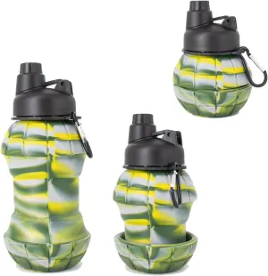 2-piece 18.6 oz Bisphenol A-Foldable Silicone Water Bottle Suitable for Outdoor Activities, Camping, Hiking, and Daily Use, Lightweight and Easy to Carry