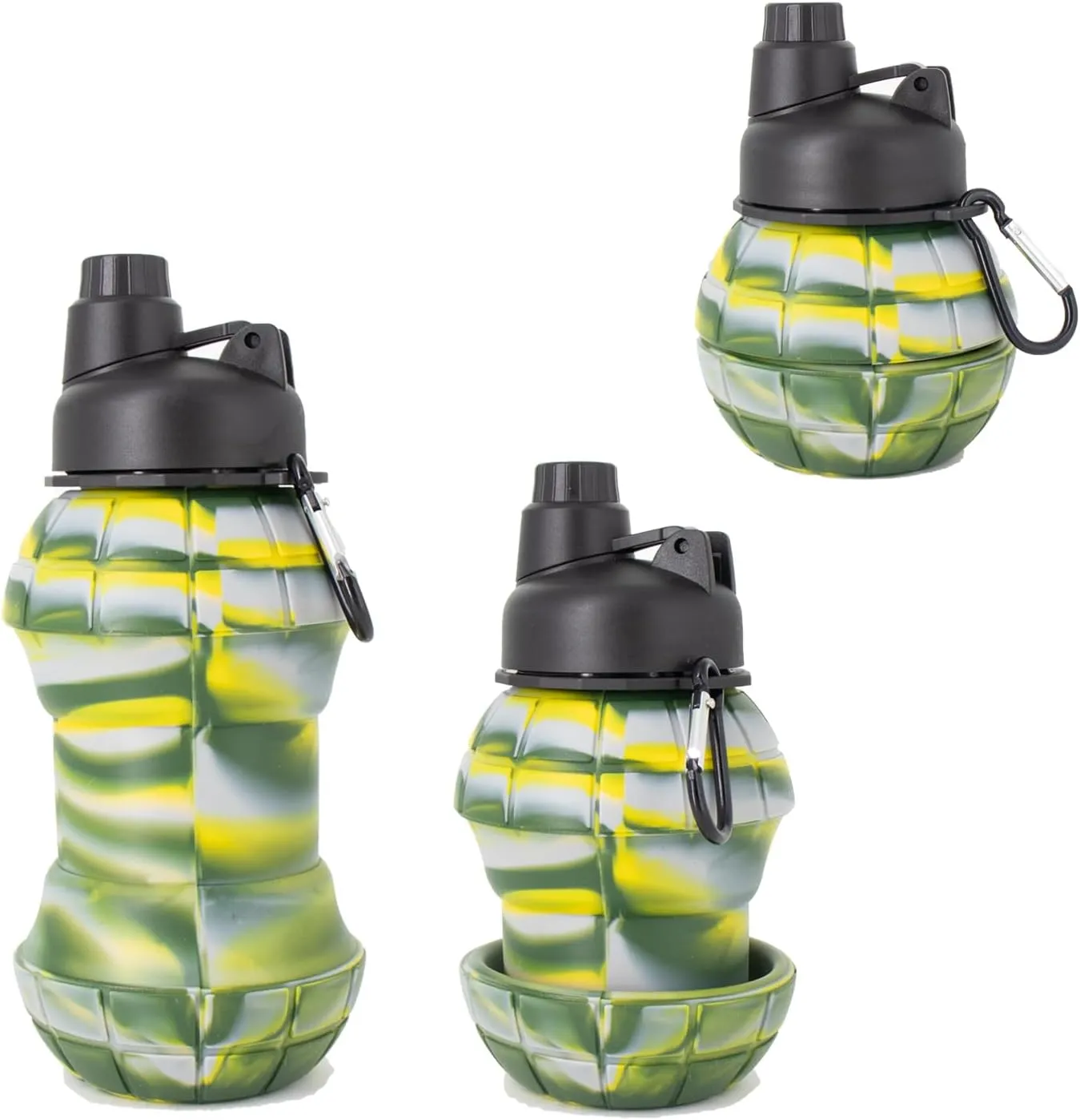 2-piece 18.6 oz Bisphenol A-Foldable Silicone Water Bottle Suitable for Outdoor Activities, Camping, Hiking, and Daily Use, Lightweight and Easy to Carry