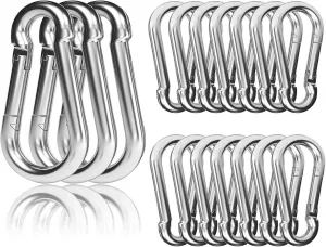20PCS 4" Heavy Duty Spring Snap Hook, M10 3/8" Galvanized Steel Snap Hook Carabiner Quick Link Carabiner Clip, 500LBS Holding Capacity Quick Link Keychain for Swing Hammock Gym Outdoor
