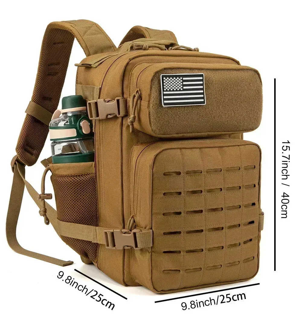 25L/45L Tactical Backpack – Laser-Cut MOLLE Hiking Pack with Dual Cup Holders