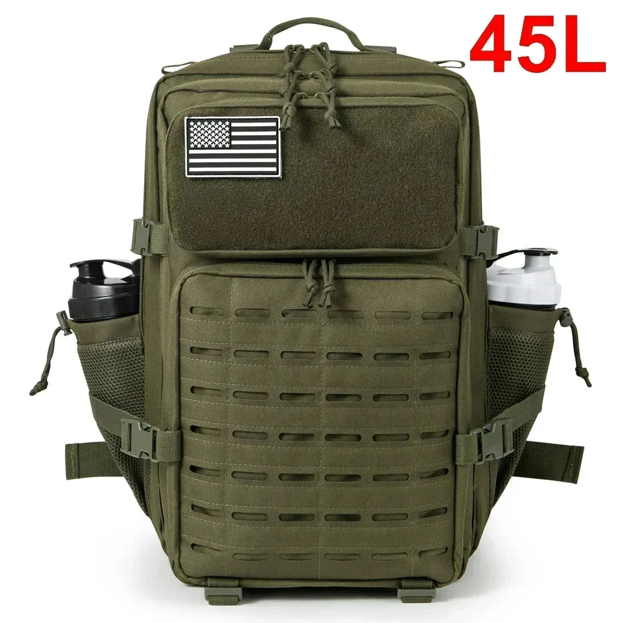 25L/45L Tactical Backpack – Laser-Cut MOLLE Hiking Pack with Dual Cup Holders