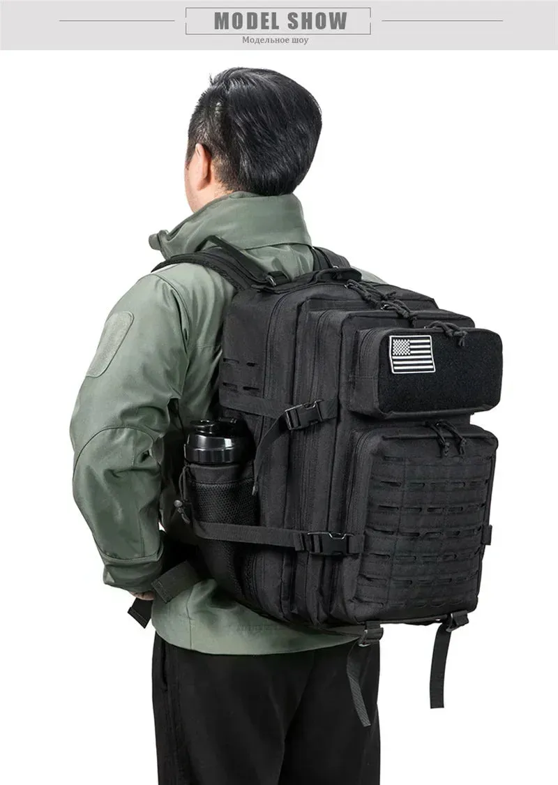 25L/45L Tactical Backpack – Laser-Cut MOLLE Hiking Pack with Dual Cup Holders