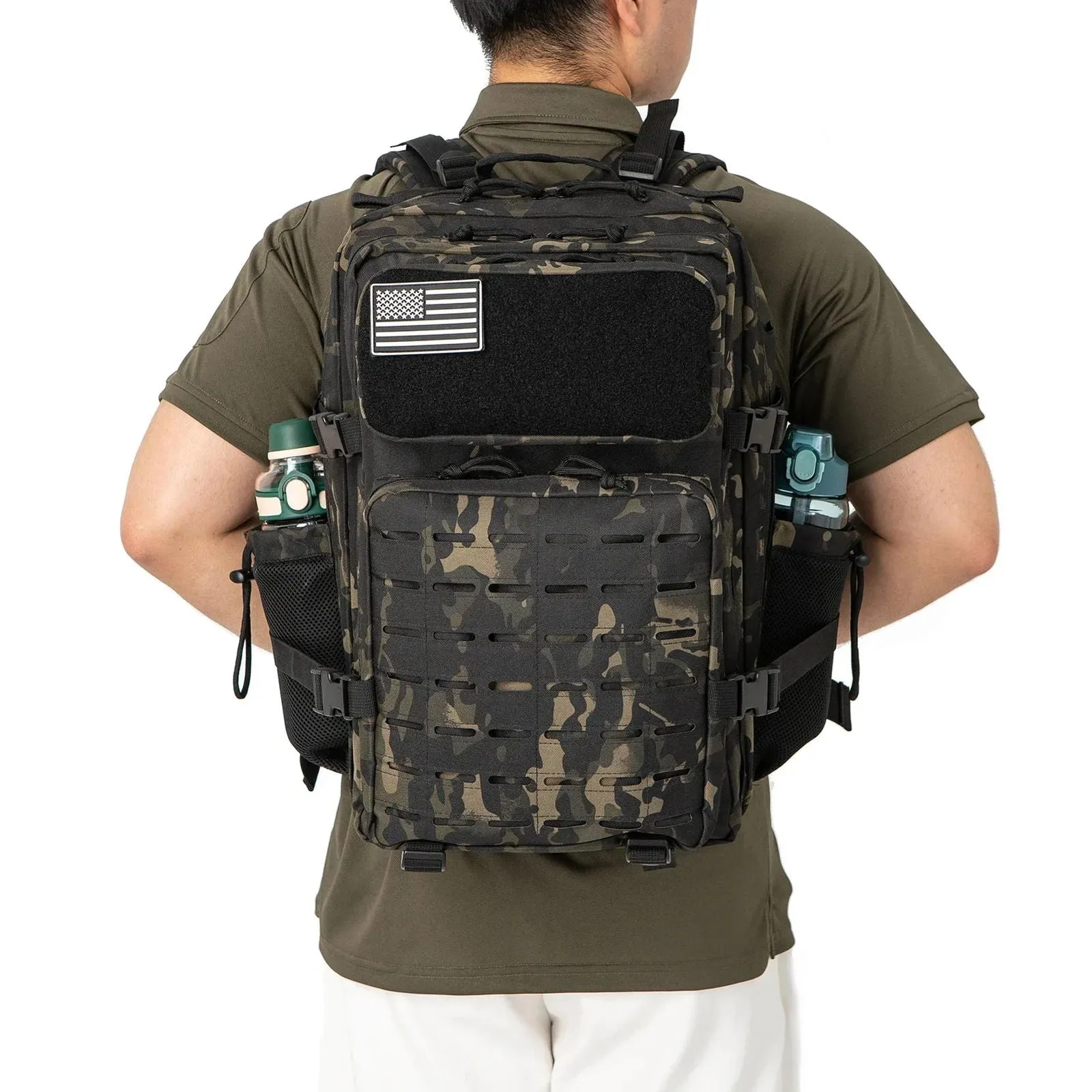 25L/45L Tactical Backpack – Laser-Cut MOLLE Hiking Pack with Dual Cup Holders