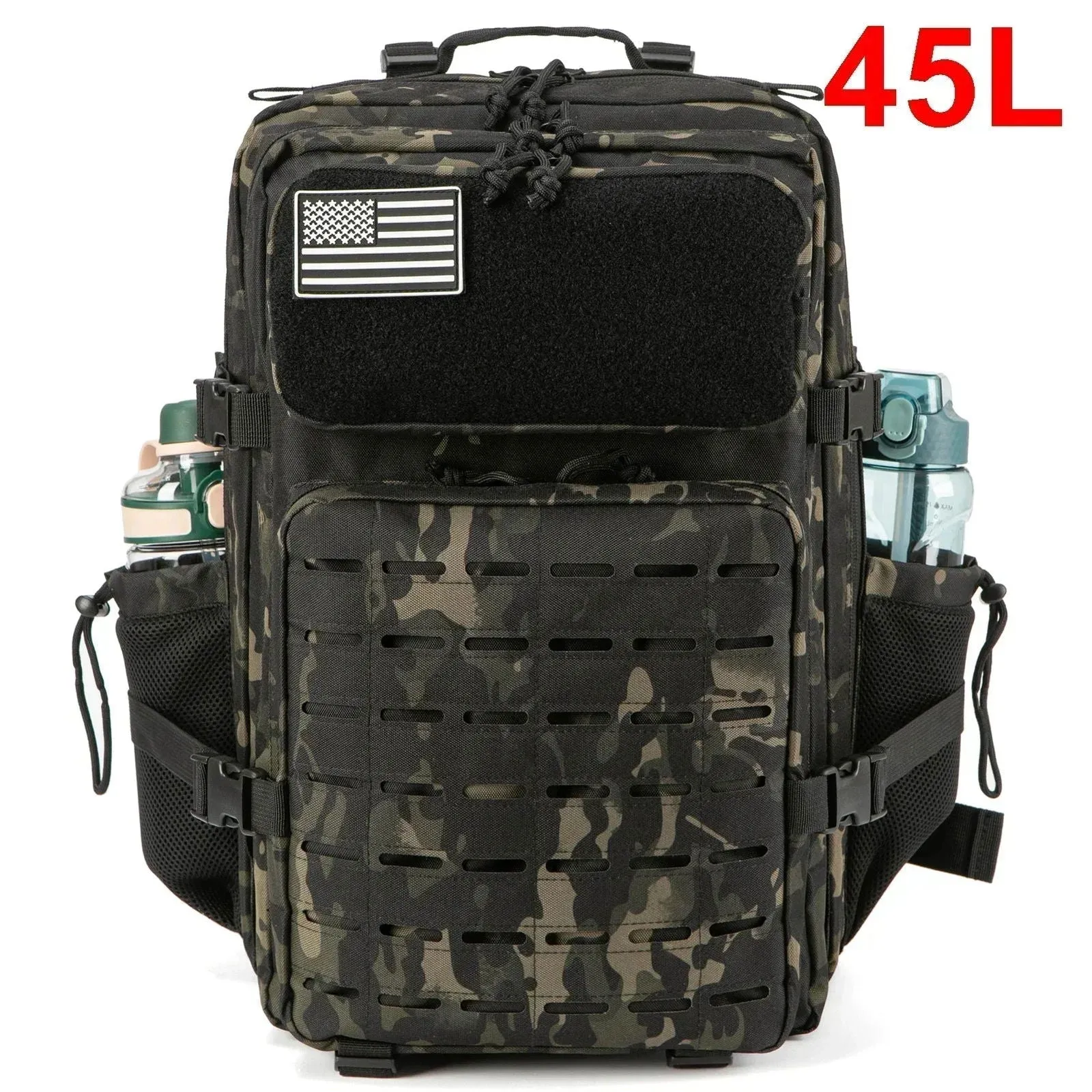 25L/45L Tactical Backpack – Laser-Cut MOLLE Hiking Pack with Dual Cup Holders