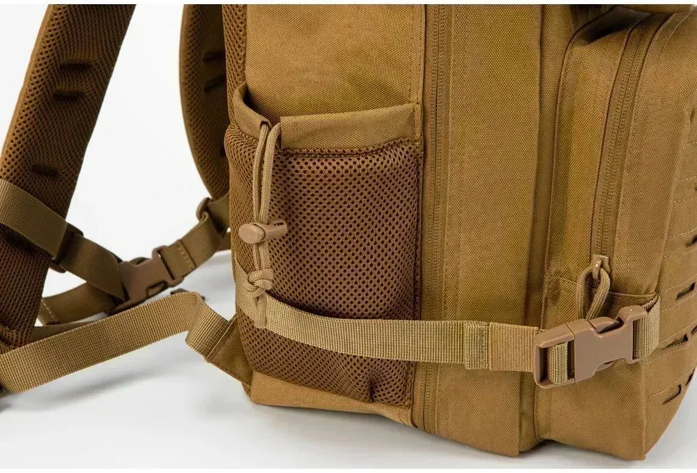 25L/45L Tactical Backpack – Laser-Cut MOLLE Hiking Pack with Dual Cup Holders