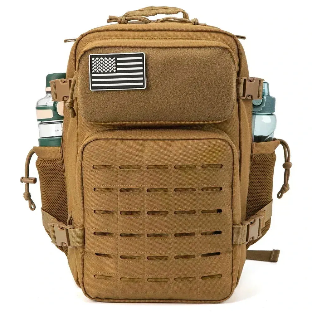 25L/45L Tactical Backpack – Laser-Cut MOLLE Hiking Pack with Dual Cup Holders