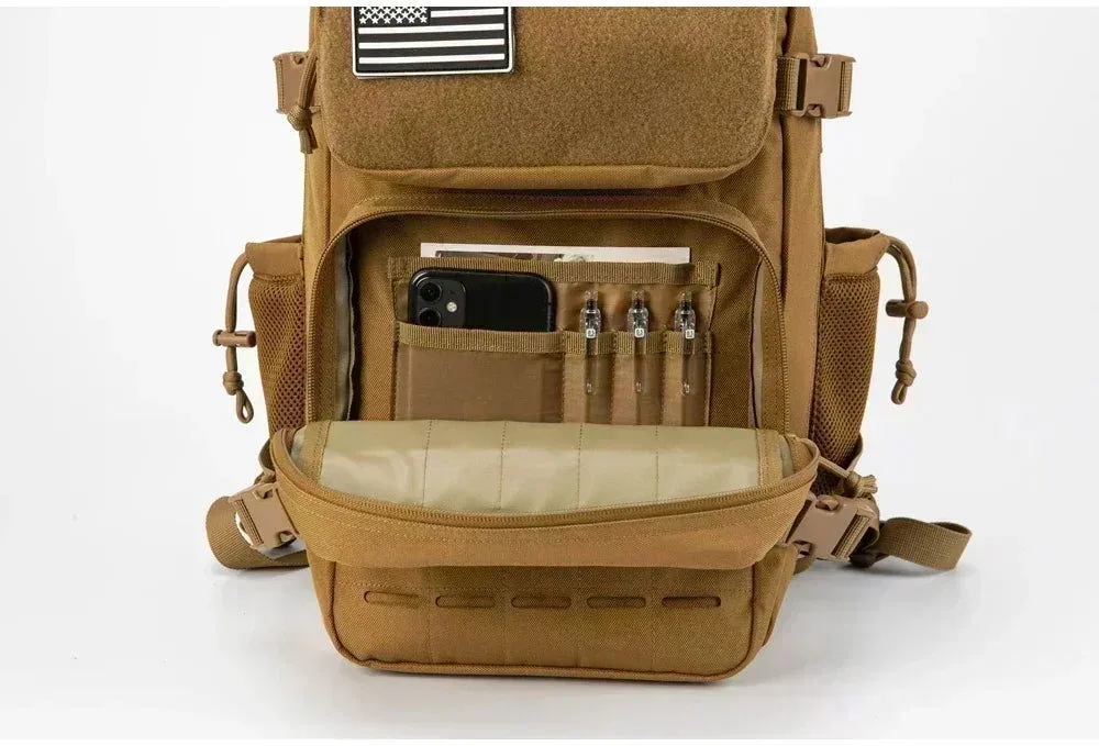 25L/45L Tactical Backpack – Laser-Cut MOLLE Hiking Pack with Dual Cup Holders