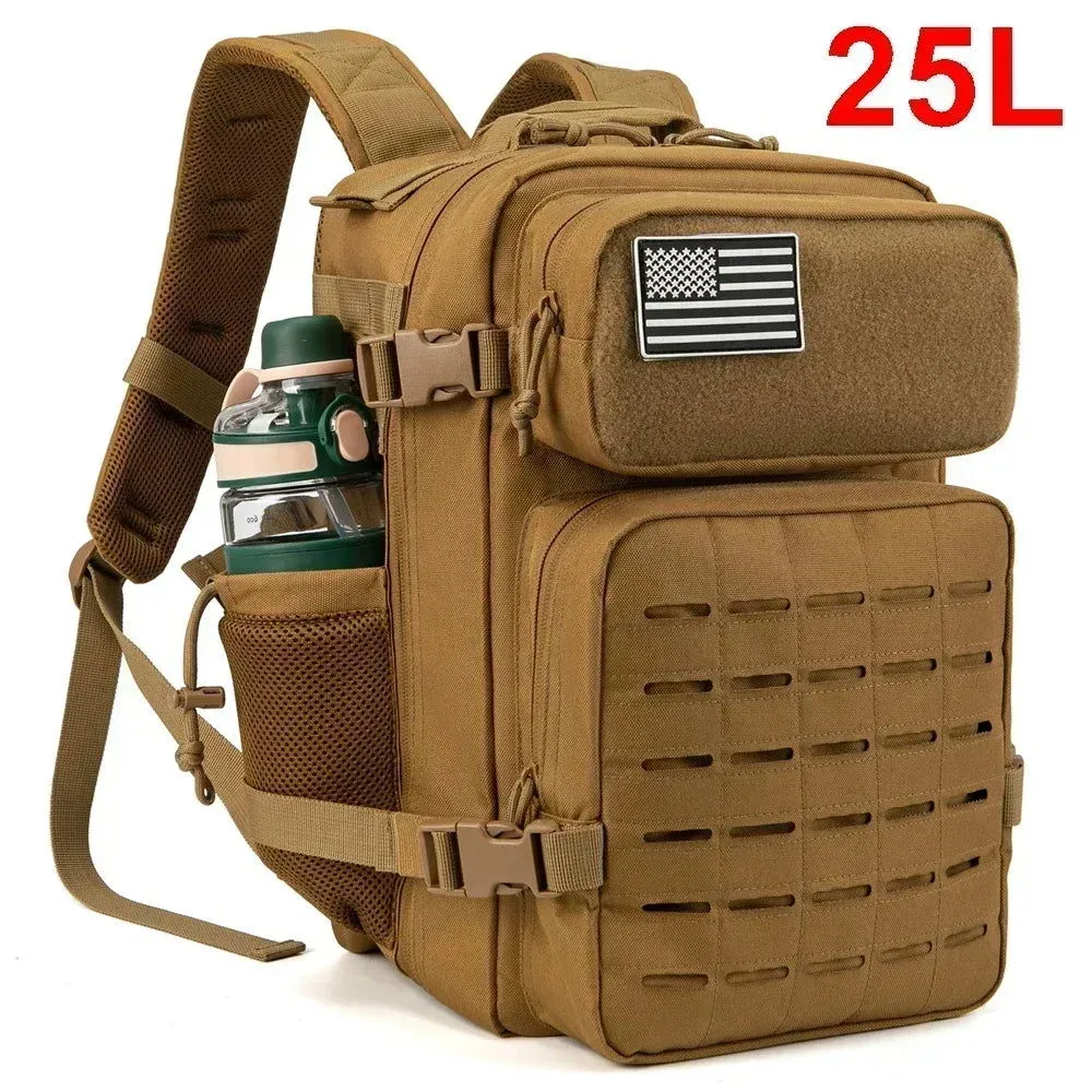 25L/45L Tactical Backpack – Laser-Cut MOLLE Hiking Pack with Dual Cup Holders