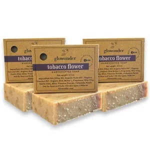 3 Pack Tobacco Flower Handmade Organic Bar Soap for Face and Body - Moisturizing, All-Natural, Cruelty-Free - Botanical Ingredients - Shower, Bath, Hand Soaps, Gifts - 13.5 oz