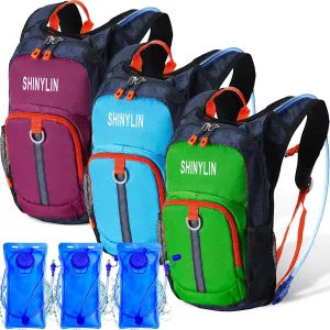 3 Pcs Kids Hydration Backpack with 1.5 L Water Bladder for Kids Hydration Water Backpack Lightweight Insulated Pack for Boys Girls Biking Climbing Running Hiking