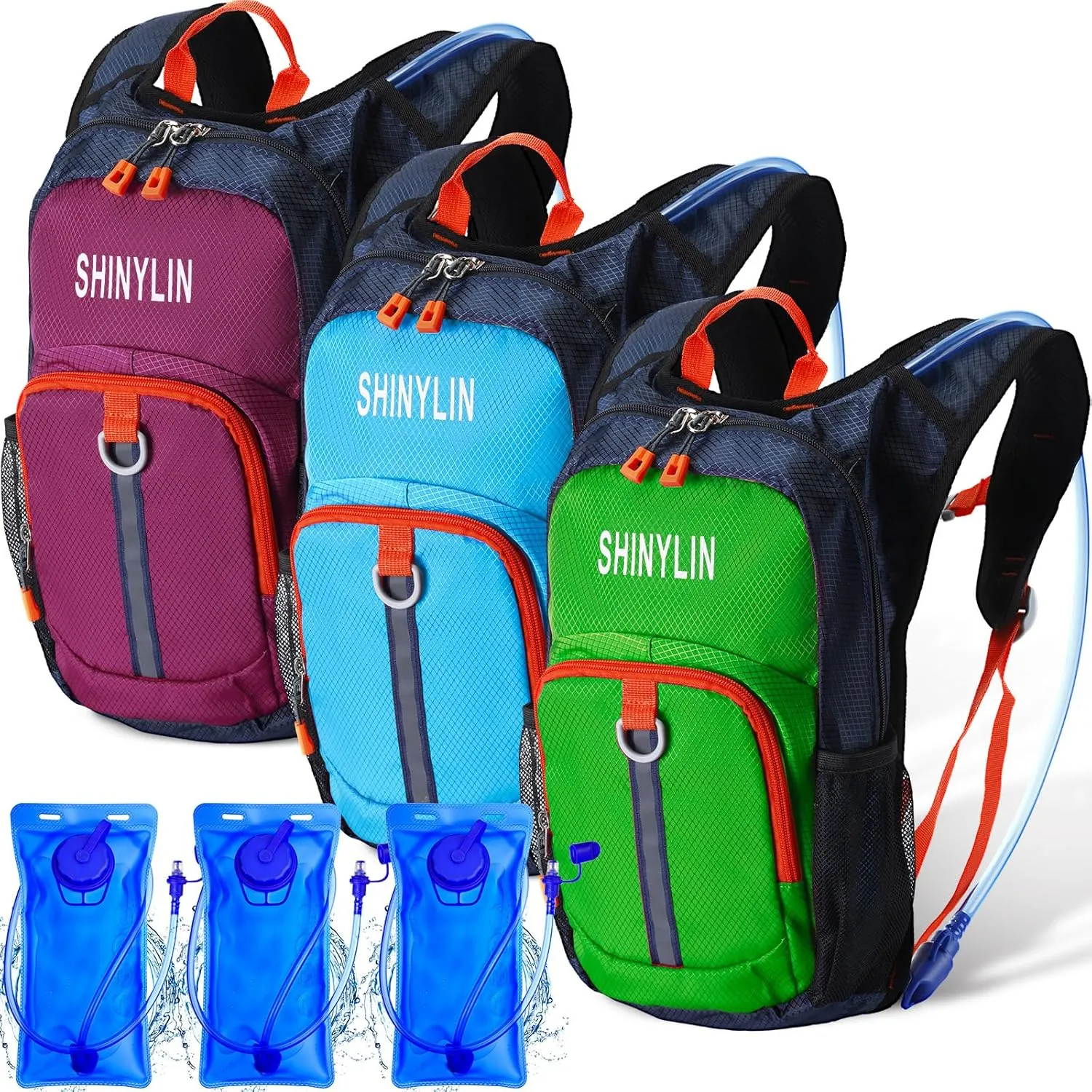 3 Pcs Kids Hydration Backpack with 1.5 L Water Bladder for Kids Hydration Water Backpack Lightweight Insulated Pack for Boys Girls Biking Climbing Running Hiking