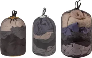 3 Pieces Ultralight Mesh Stuff Sack Set, Drawstring Storage Sack 4L 6L 14L for Outdoor Travelling Camping Backpacking
