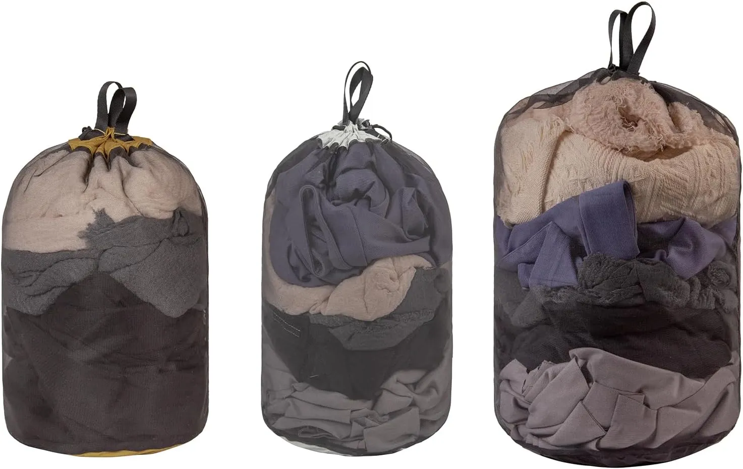 3 Pieces Ultralight Mesh Stuff Sack Set, Drawstring Storage Sack 4L 6L 14L for Outdoor Travelling Camping Backpacking