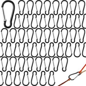 300 Pcs 2" Carabiner Bulk Spring Snap Hooks Bulk Aluminum Alloy Clip Keychain for Hanging Camping Hiking Traveling Fishing Outdoor Activities Dog Leash, Keys (Black)