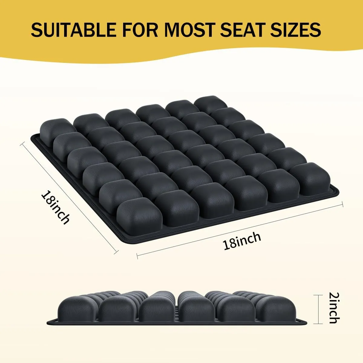3D Air Cell Inflatable Airplane Seat Cushion, Travel Seat Cushions for Long Flights with Built-in Air Pump, High-Resilience Travel Cushion Airplane seat for Back and Tailbone Pain Relief (Black, 18in)