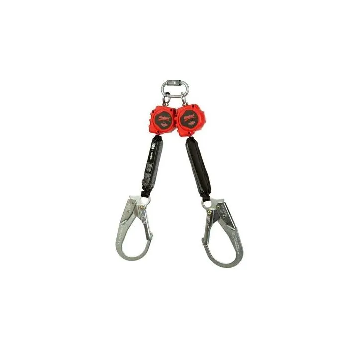 3M PROTECTA 3100414 Rebel Twin-Leg Self Retracting Lifeline, Web, Red, 6 ft. (1.8 m), 1 Each