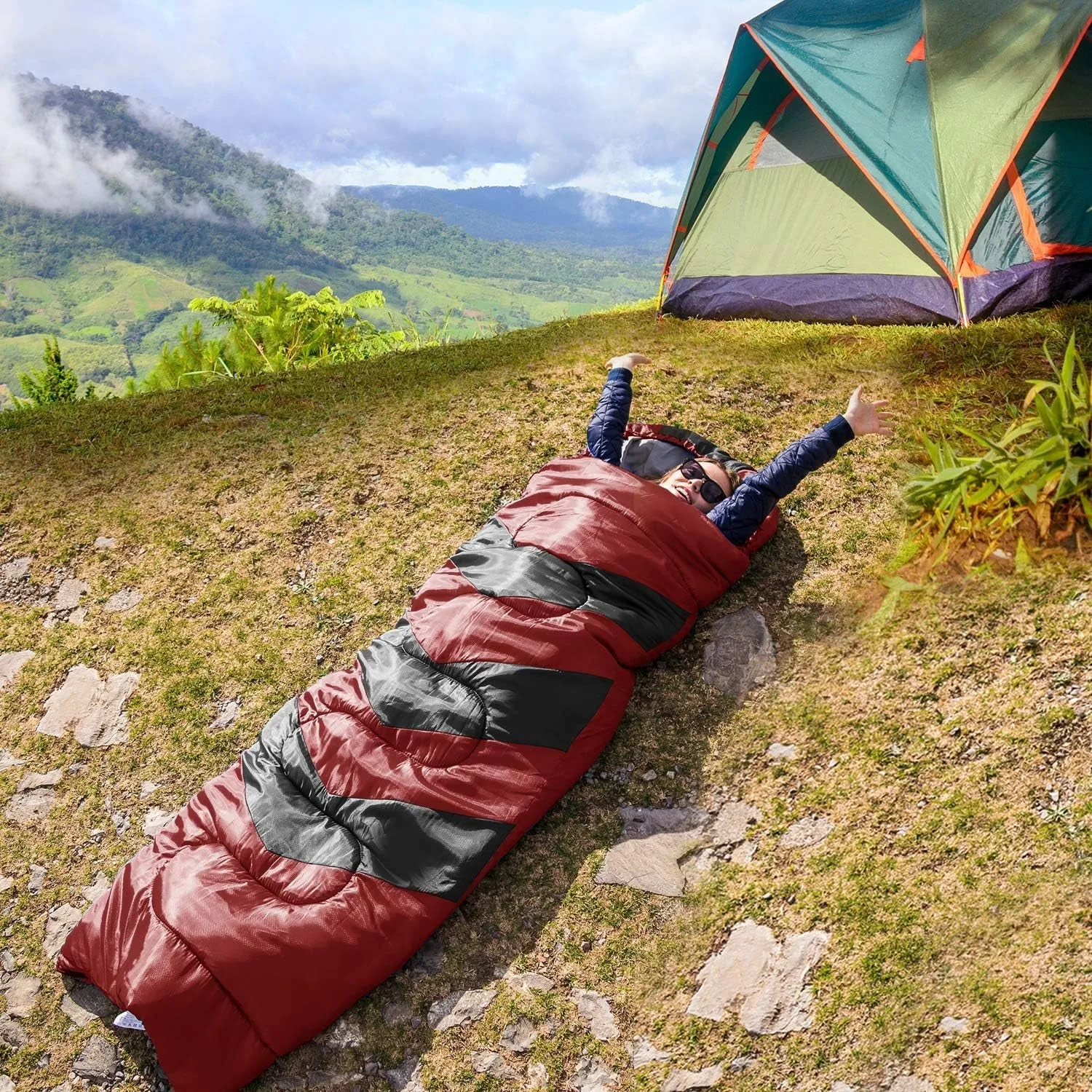 4 Season Compact Sleeping Bag with Travel Pillow