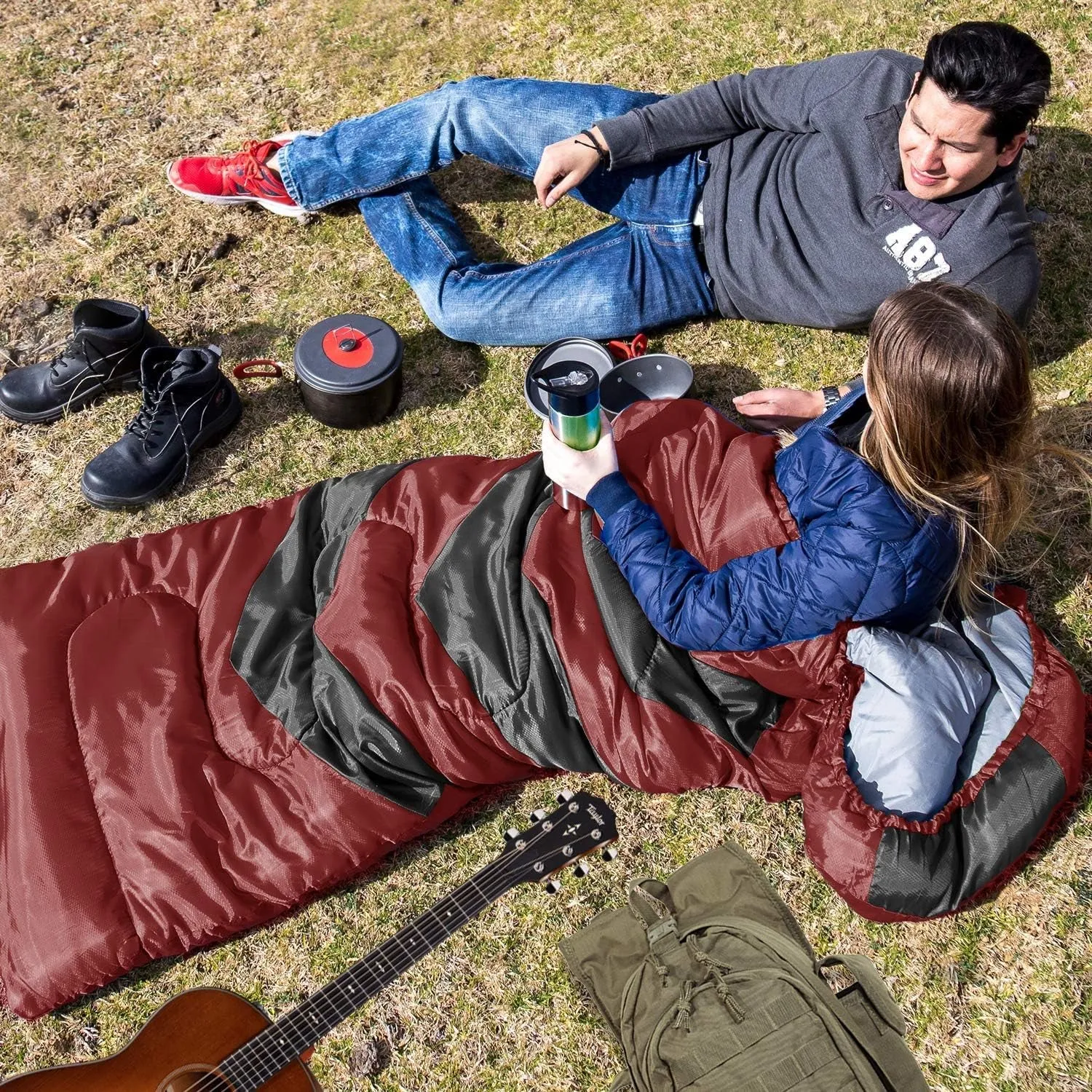 4 Season Compact Sleeping Bag with Travel Pillow