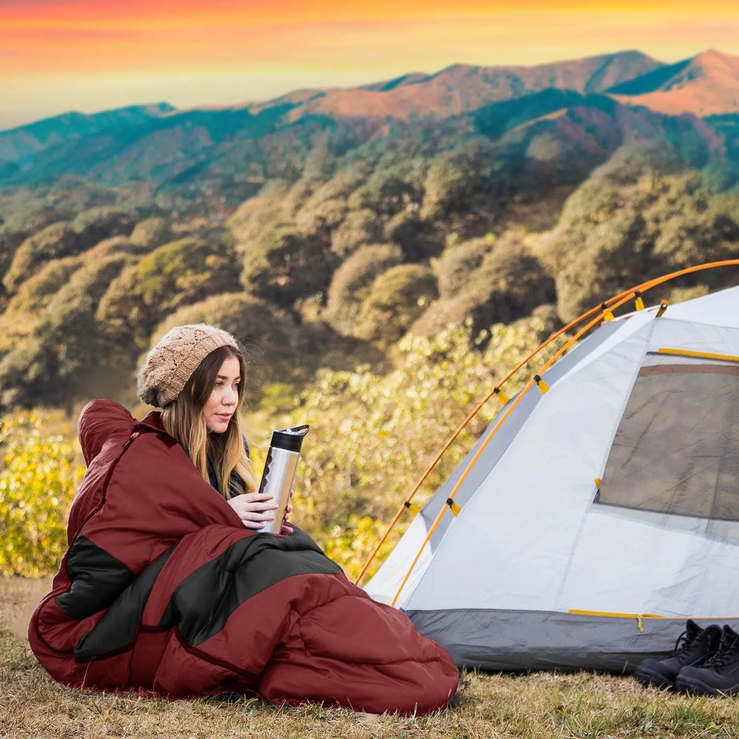 4 Season Compact Sleeping Bag with Travel Pillow
