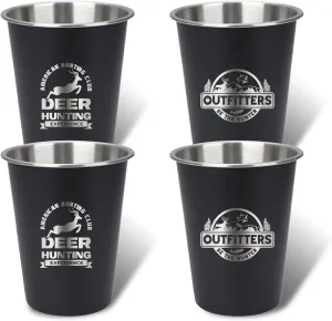 4pcs Camping Cup - Outfitters Theme 12oz Stainless Steel Camping Mug for Outdoor Picnic Hiking Fishing Tumbler