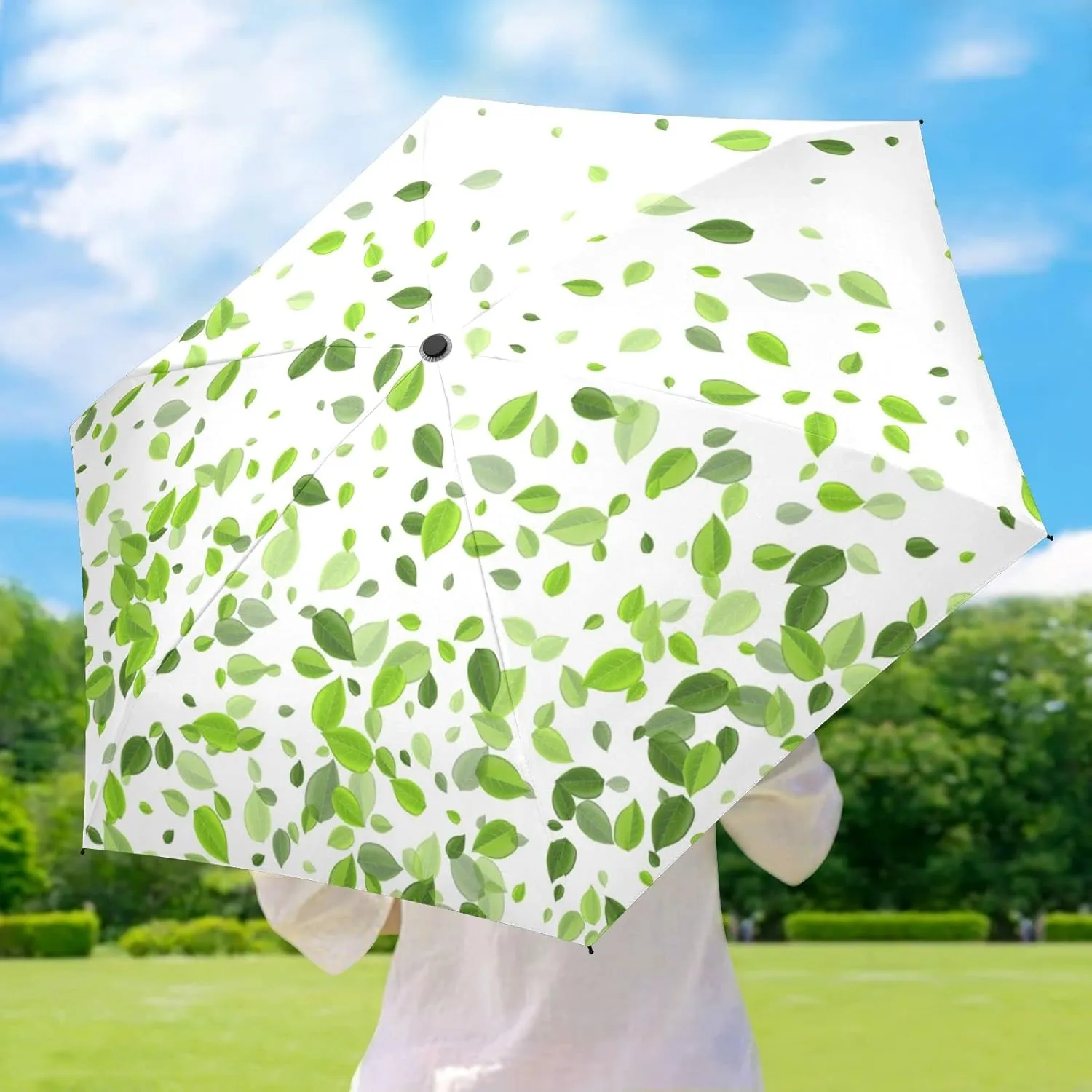 5 Folding Compact Pocket Windproof Umbrella, 6 Ribs Ultra-Light Foldable Vinyl Parasol, Mini Anti-UV Travel Umbrella
