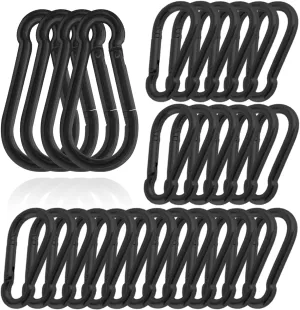 50Pack Carabiner Clips Heavy Duty, 3.2” Large Spring Snap Hooks Bulk, Galvanized Black Carabiners for Camping, Solid Spring Clips for Home Gym Hanging Hammocks Swing Hiking-500lbs Holding Capacity