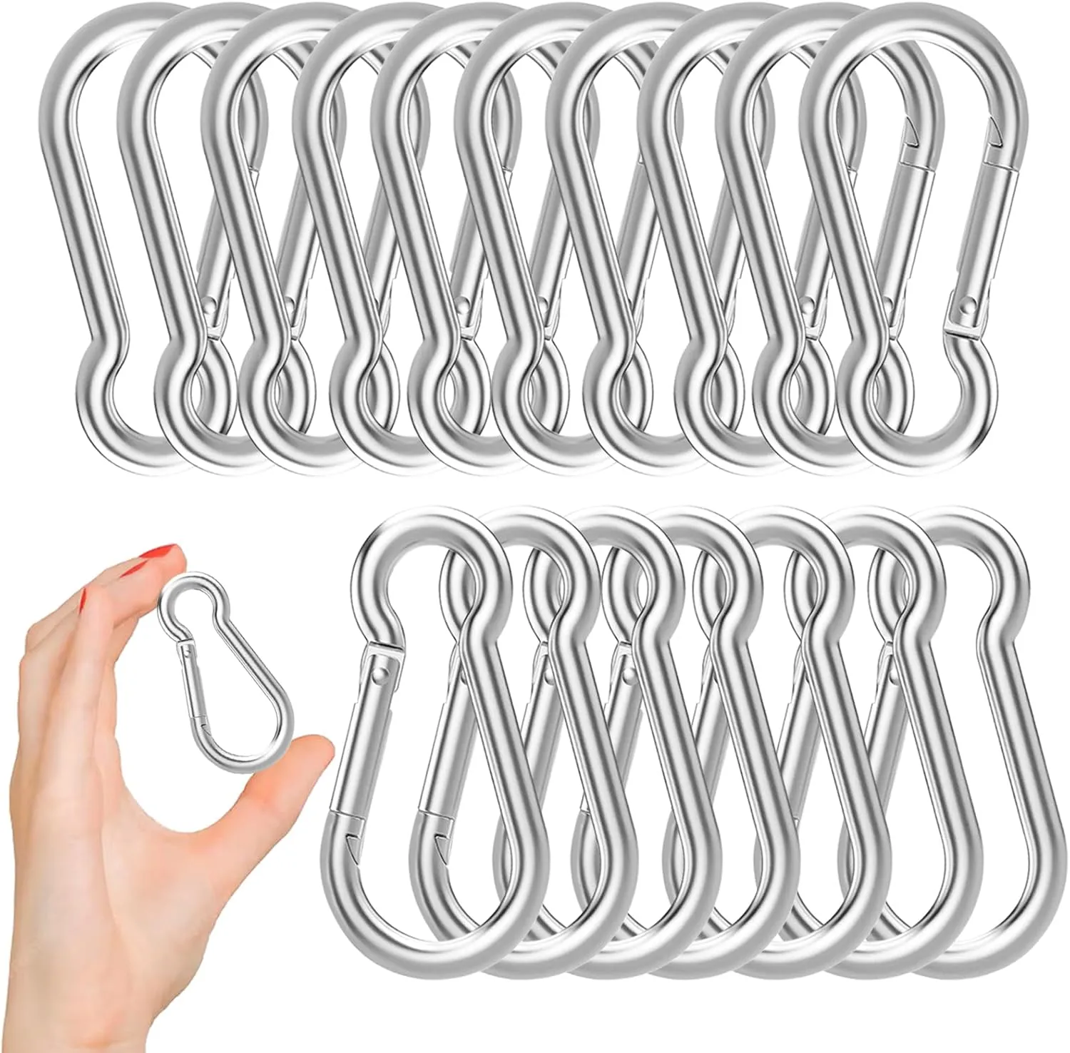 50PCS M8x5/16 Gavanized Steel Carabiner Clips, 3" Heavy Duty Spring Snap Hooks Carabiner, 470LBS Capacity Spring Quick Links Clips for Camping Hiking Hammock Swing and Outdoor Activities
