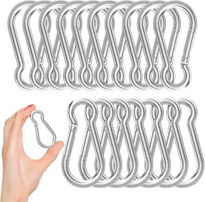 50PCS M8x5/16 Gavanized Steel Carabiner Clips, 3" Heavy Duty Spring Snap Hooks Carabiner, 470LBS Capacity Spring Quick Links Clips for Camping Hiking Hammock Swing and Outdoor Activities