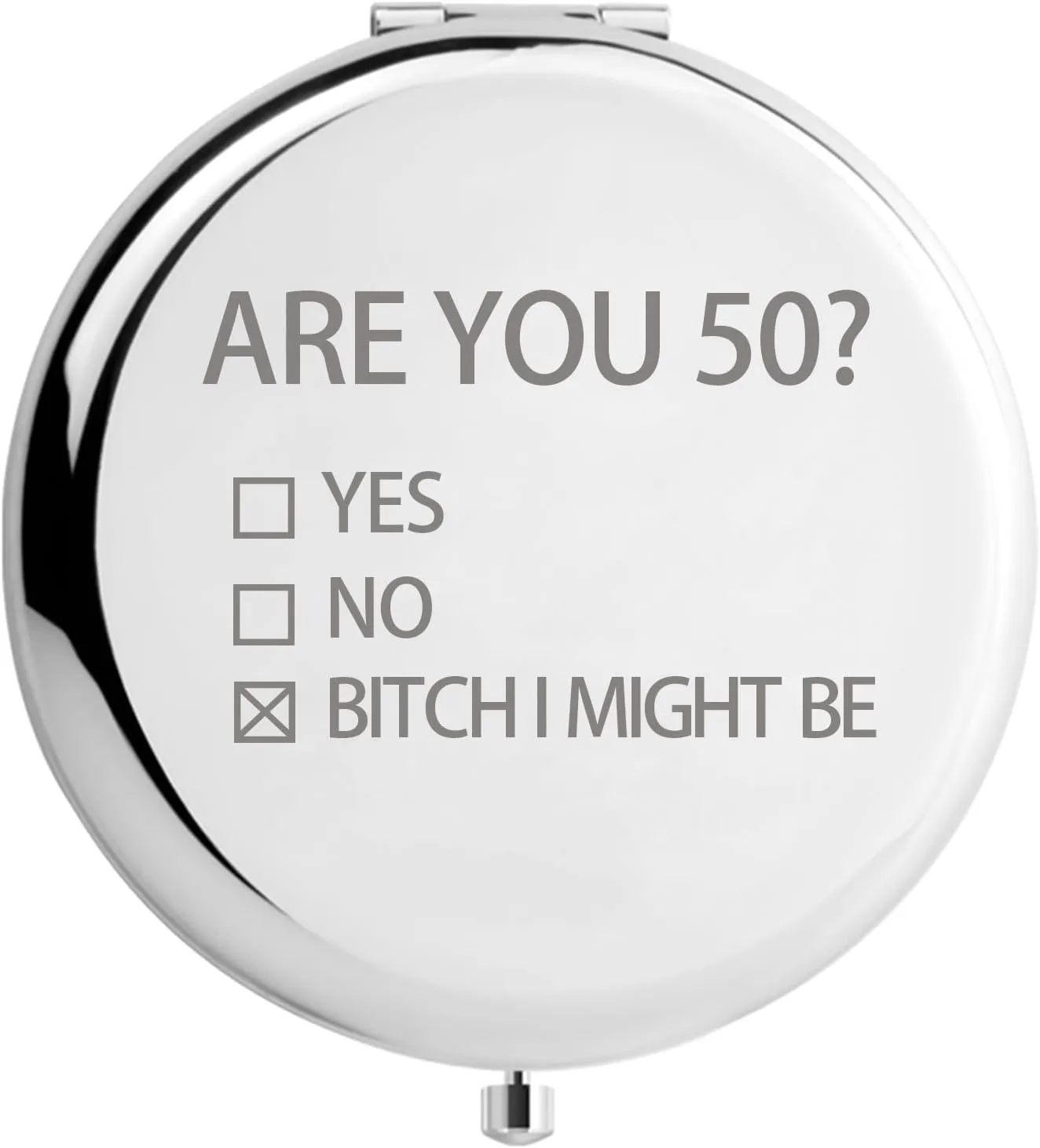 50th Birthday Gifts for Women Funny Compact Mirror, 50 Years Old Gifts for Friends Female Makeup Mirror（are You 50）