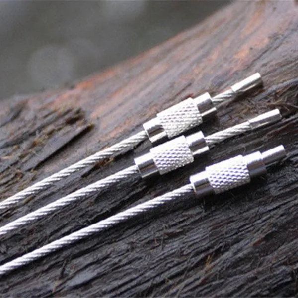 5pcs Multifunctional Outdoor Camping Gear Wire Ropes Key Ring (20cm) Silver