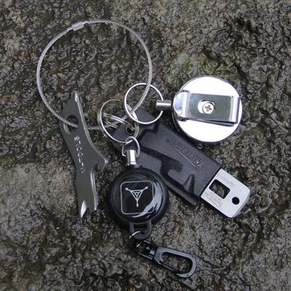 5pcs Multifunctional Outdoor Camping Gear Wire Ropes Key Ring (20cm) Silver