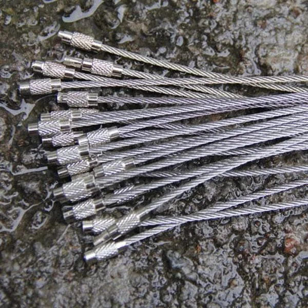 5pcs Multifunctional Outdoor Camping Gear Wire Ropes Key Ring (20cm) Silver