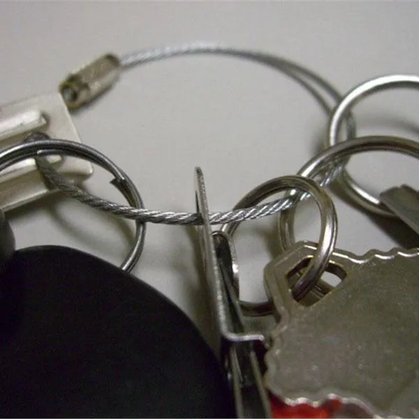 5pcs Multifunctional Outdoor Camping Gear Wire Ropes Key Ring (20cm) Silver