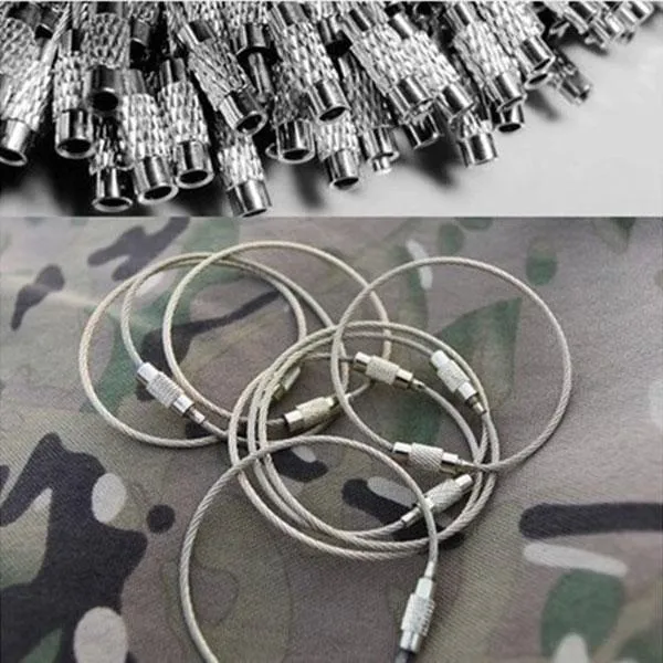 5pcs Multifunctional Outdoor Camping Gear Wire Ropes Key Ring (20cm) Silver