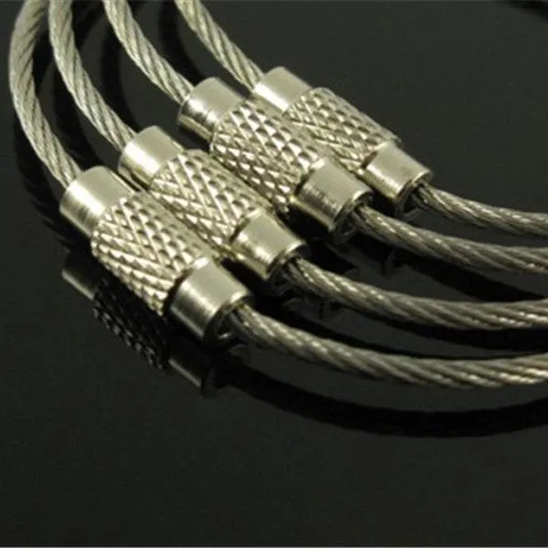 5pcs Multifunctional Outdoor Camping Gear Wire Ropes Key Ring (20cm) Silver
