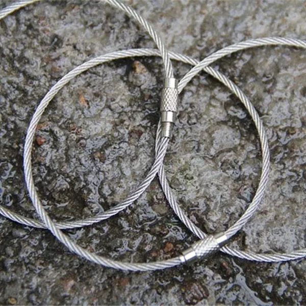 5pcs Multifunctional Outdoor Camping Gear Wire Ropes Key Ring (20cm) Silver